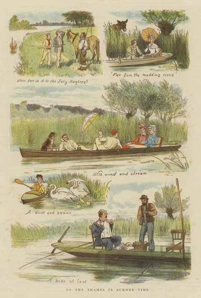 Op de Theems in de zomer (chromolitho) door John Charles Dollman